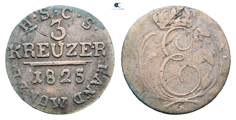 Germany. Sachsen-Coburg-Saalfeld AD 1825. 
3 Kreuzer 1825

 mm, 1,25 g


...