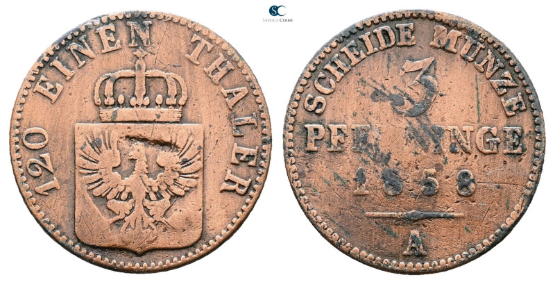 Germany. Preußen AD 1858. 
3 Pfenninge 1858

 mm, 4,24 g



Good Fine