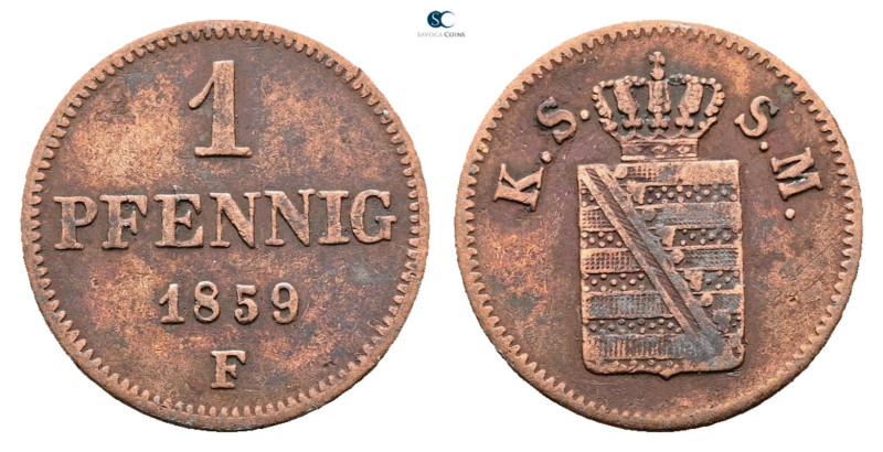 Germany. Sachsen AD 1859. 
1 Pfennig 1859

 mm, 1,43 g



Very Fine