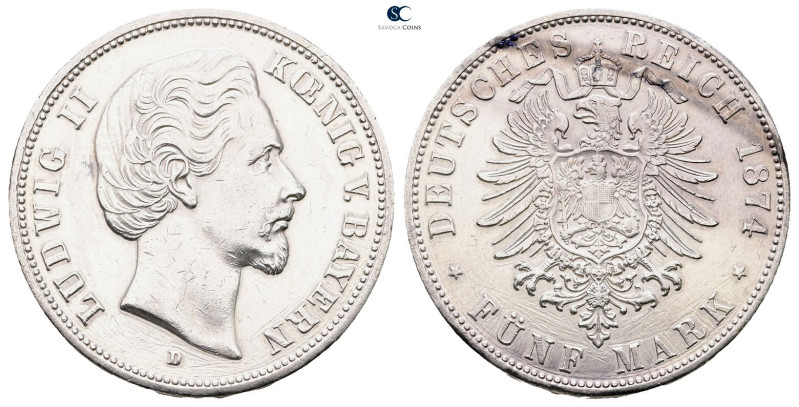 Germany. Bayern AD 1874. 
5 Mark 1874

 mm, 27,7 g



as pictured