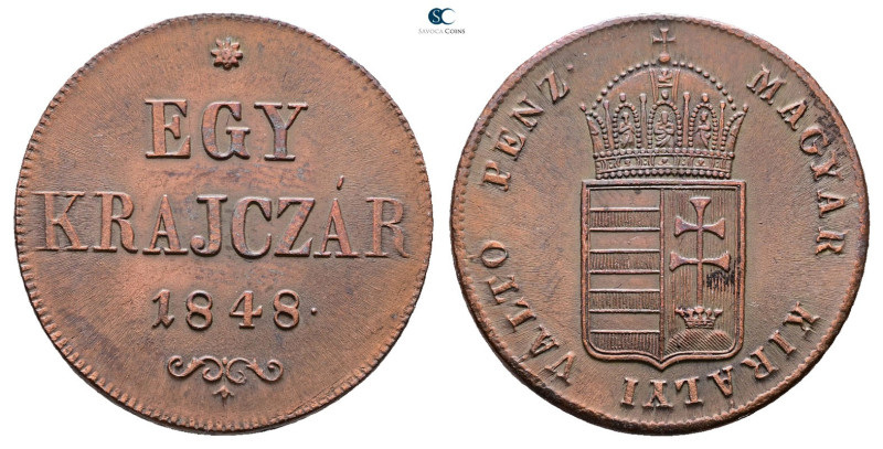 Hungary. AD 1848. 
1 Kreuzer 1848

 mm, 8,53 g



Extremely Fine