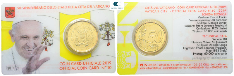 Papal States (Vatican). AD 2019. Coin Card No.10
50 Cent

 mm, 7,8 g



U...