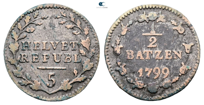 Switzerland. Helvetische Republik AD 1799. 
1/2 Batzen 1799

 mm, 2,00 g

...