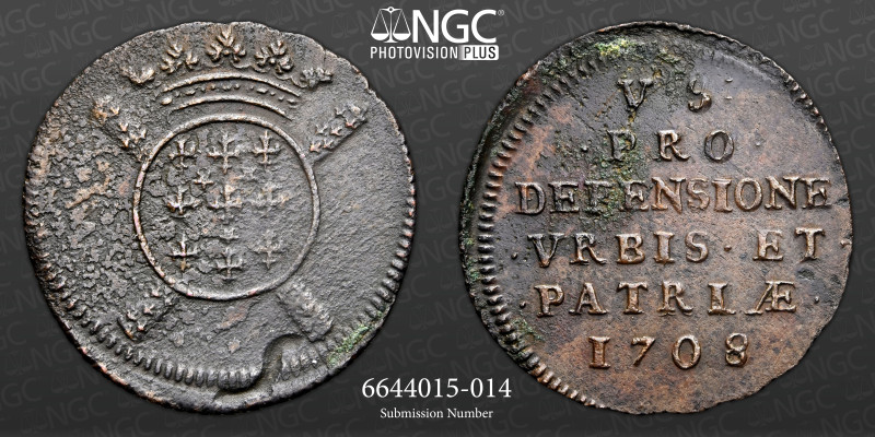 FRANCE 

 SIEGE OF LILLE 5 Sols, obsidional coinage 1708 Lille NGC Au Details En...