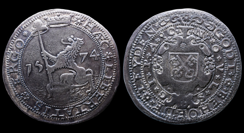 NETHERLANDS - LEIDEN 28 Stuivers 1574 - 17.90 grams SILVER 

 Spanish and Dutch ...