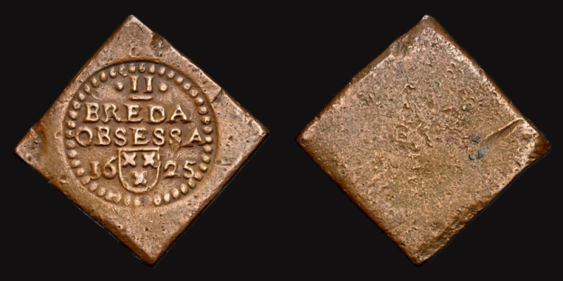 HOLLAND BREDA. 2 STUIVER 1625 - Copper Weight 4.9g 

 &nbsp; Besieged by the Spa...