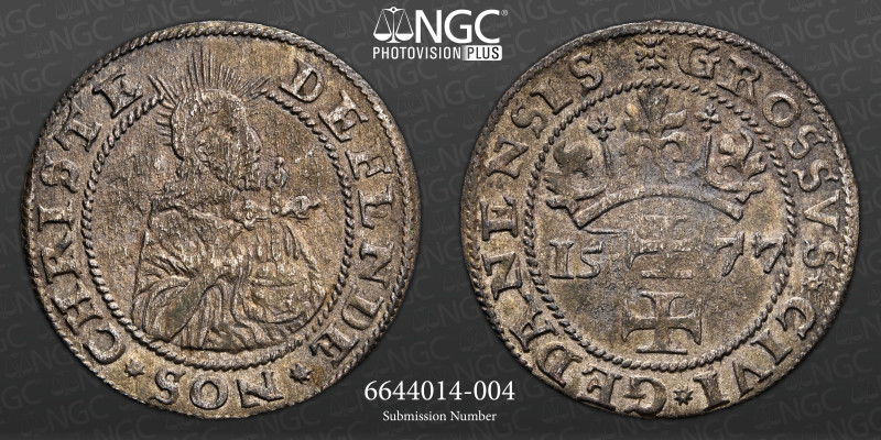 POLONIA DANZIG Groschen 1577. NGC XF-Details Environmental Damage 

 &nbsp;A pri...