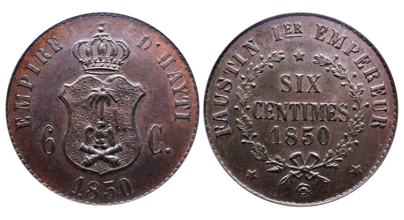 HAITI. 6 C&nbsp; Pattern, 1850 PCGS SP-63 BN