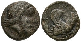 MYSIA. Adramytion. Orontes, Satrap of Mysia (circa 357-352 BC).
AE Bronze (11.6mm 1.6g)
Obv: Bearded head right, wearing satrapal headdress.
Rev: F...