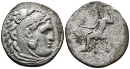 KINGS OF THRACE (Macedonian). Lysimachos (305-281 BC). kolophon
AR Drachm (18.5mm 3.76g)
Obv: Head of Herakles to right, wearing lion skin headdress...