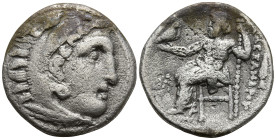 KINGS of MACEDON. Alexander III 'the Great' (336-323 BC). Kolophon.
AR Drachm (18.8mm 3.9g)
Obv: Head of Herakles to right, wearing lion skin headdr...
