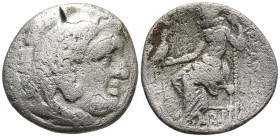 KINGS OF MACEDON. Alexander III ‘the Great’ (336-323 BC)
AR Drachm (17.8mm 3.73g)
Obv: Head of Herakles to right, wearing lion skin headdress.
Rev:...
