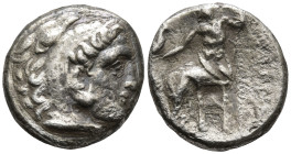 KINGS OF MACEDON. Alexander III ‘the Great’ (336-323 BC)
AR Drachm (15.2mm 3.9g)
Obv: Head of Herakles to right, wearing lion skin headdress.
Rev: ...