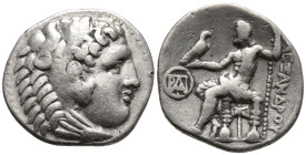 KINGS OF MACEDON. Alexander III ‘the Great’ (336-323 BC). Struck under Demetrios I Poliorketes 295-4. Miletos mint
AR Drachm (18.6mm 4.17g)
Obv: Hea...