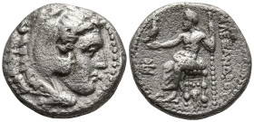 KINGS OF MACEDON. Alexander III ‘the Great’ (336-323 BC). Struck under Menander, circa 324/3. Sardes mint
AR Drachm (16.1mm 4.03g)
Obv: Head of Hera...