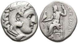 KINGS of MACEDON, Alexander III 'the Great' (Circa 336-323 BC). Posthumous issue (circa 310-301 BC). Kolophon mint
AR Drachm (16.5mm 4.35g)
Obv: Hea...