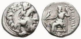 KINGS of MACEDON, Alexander III 'the Great' (Circa 336-323 BC). Posthumous issue (circa 310-301 BC). Kolophon mint
AR Drachm (16.9mm 4.09g)
Obv: Hea...