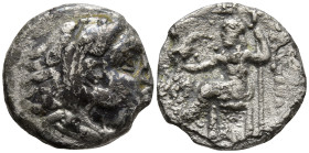 KINGS of MACEDON, Alexander III 'the Great' (Circa 336-323 BC).
AR Drachm (17.2mm 3.75g)
Obv: Head of Herakles to right, wearing lion skin headdress...