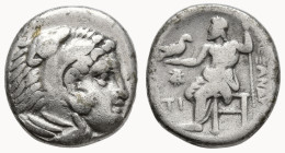 KINGS of MACEDON. Alexander III 'the Great' (336-323 BC). Struck under Menander or Kleitos 323-318. Sardes mint
AR Drachm (18.2mm 4.05g)
Obv: Head o...