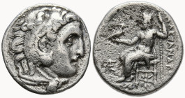 KINGS OF MACEDON. Alexander III ‘the Great’ (336-323 BC). struck under Antigonos I Monophthalmos, circa 310-301. Kolophon mint
AR Drachm (17.1mm 3.95...