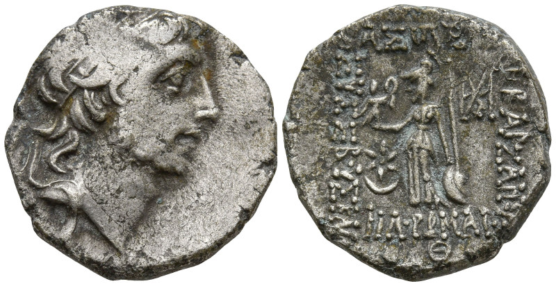 KINGS OF CAPPADOCIA. Ariobarzanes III Eusebes Philoromaios (52-42 BC)
AR Drachm...