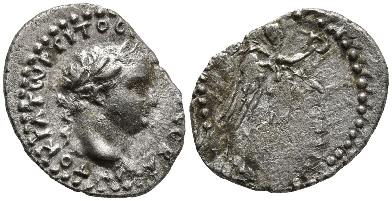 CAPPADOCIA. Caesarea. Titus (79-81 AD).
AR Hemidrachm (15.4mm 1.82g)
Obv: AYTO...