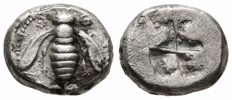 IONIA. Ephesos. (Circa 500-420 BC)
AR Drachm (14.3mm 3.07g)
Obv: Bee with spir...