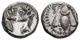 IONIA. Ephesos. (Circa 390-325 BC).
AR Diobol (10mm 0.97g)
Obv: Bee.
Rev: EΦ. Confronted heads of stags.
SNG Copenhagen 242-3; SNG Kayhan I 194-20...