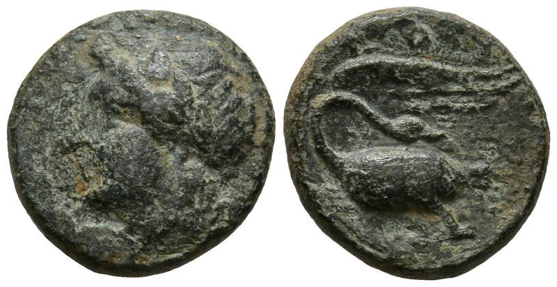 IONIA. Klazomenai. (Circa 386-301 BC).
AE Bronze (10.9mm 1.19g)
Obv: Laureate ...