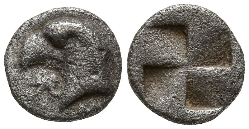 AEOLIS. Kyme. (Circa 450-400 BC).
AR Hemiobol (8.2mm 0.48g)
Obv: K[YM]. Head o...