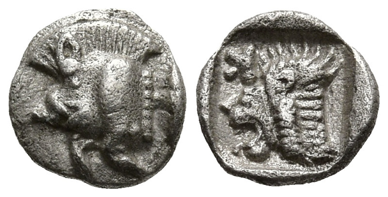 MYSIA. Kyzikos. (Circa 450-400 BC)
AR Tetartemorion (5.8mm 0.19g)
Obv: Forepar...