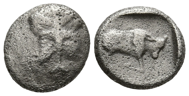 IONIA. Magnesia ad Maeandrum. (Circa 400-350 BC)
AR Hemiobol (6.7mm 0.35g)
Obv...