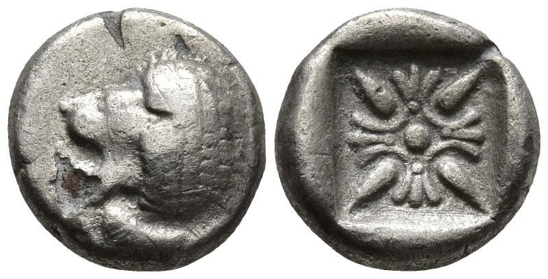 IONIA. Miletos. (Late 6th-early 5th centuries BC).
AR Obolor Hemihekte (9.6mm 0...