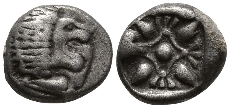 IONIA. Miletos. (6th-5th centuries BC).
AR Diobol (9.3mm 1.08g)
Obv: Forepart ...