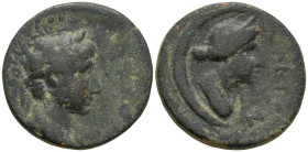 CILICIA. Olba. Hadrian (117-138 AD)
AE Bronze (21.5mm 6.19g)
Obv: Laureate head of Hadrian to right.
Rev: ΟΛΒЄΩΝ Draped bust of Selene to right, we...