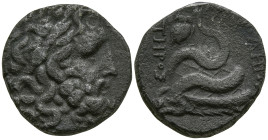 MYSIA. Pergamon. (Circa 133-27 BC).
AE Bronze (20.1mm 7.11g)
Obv: Laureate head of Asklepios to right.
Rev. AΣKΛHΠIOΣ - ΣΩTHPOΣ Serpent coiled arou...