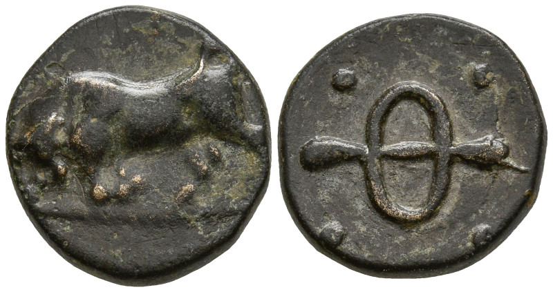 PHLIASIA. Phlious. (Circa 400-350 BC)
AE Bronze (13.8mm 2.29g)
Obv: Bull butti...