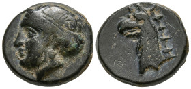 IONIA. Phokaia. (Circa 300 BC).
AE Bronze (11.8mm 2.19g)
Obv: Female head (Aphrodite?) left, with hair in sphendone.
Rev: Head of griffin left.
SN...