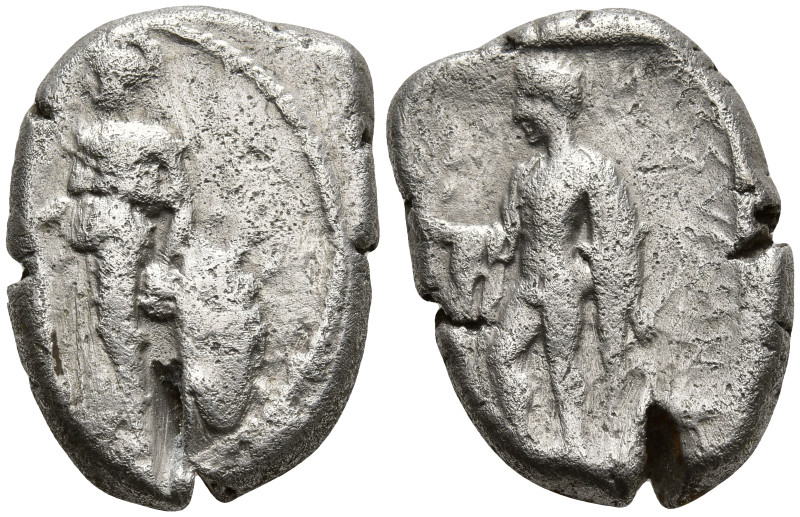 PAMPHYLIA. Side. (Circa 380-370 BC)
AR Stater (19.9mm 10.29g)
Obv: Athena stan...