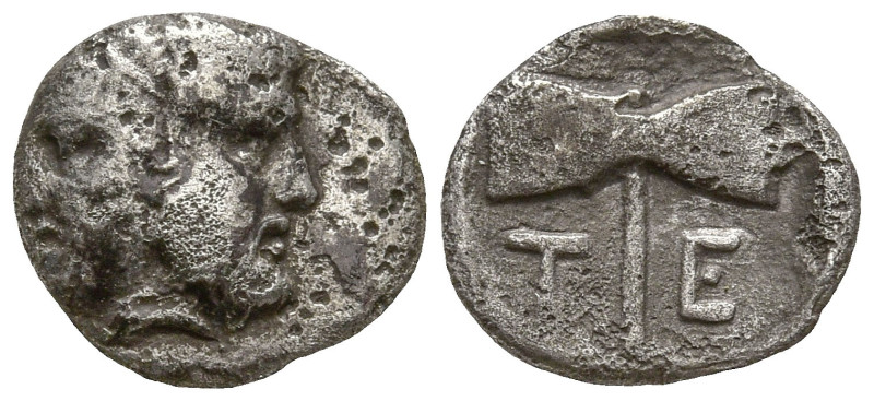 ISLANDS off TROAS. Tenedos. (Circa 450-387 BC).
AR Obol (8.1mm 0.41g)
Obv: Jan...