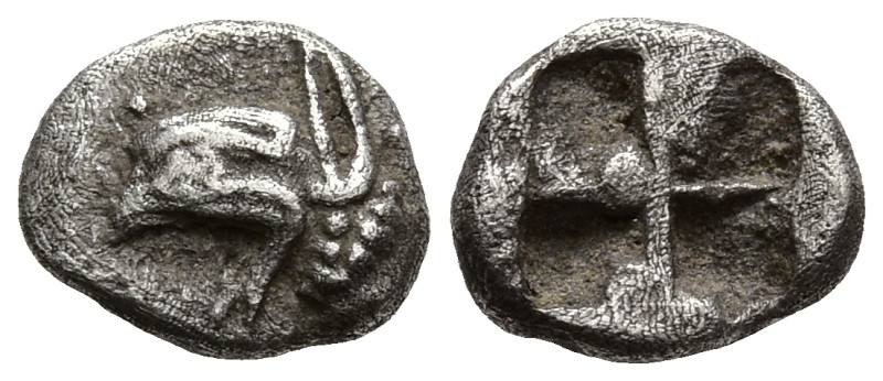 IONIA. Teos. (Circa 540-500 BC)
AR Tetartemorion (5.4mm 0.23g)
Obv: Head of gr...