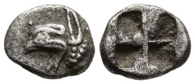 IONIA. Teos. (Circa 540-500 BC)
AR Tetartemorion (5.4mm 0.23g)
Obv: Head of griffin to left
Rev: Quadripartite incuse square with central pellet.
...