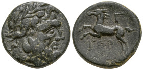 PISIDIA. Termessos. (1st century BC). Dated CY 3.
AE Bronze (17.7mm 4.54g)
Obv: Laureate head of Zeus right.
Rev: TEP. Horse rearing left; Γ (date)...