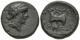 LYDIA. Thyateira. (2nd century BC)
AE Bronze (15.8mm 2.86g)
Obv:Laureate head of Apollo to right.
Rev: ΘΥΑΤΕΙ ΡΗ-ΝΩΝ, double axe.
SNG von Aulock 3...