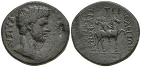 LYDIA. Tripolis. Gaius (Caligula) (37-41 AD). Tryphon son of Philopatridos, magistrate
AE Bronze (20.5mm 5.57g)
Obv: ΓΑΙΟΣ ΚΑΙΣΑΡ. Head of Gaius to ...