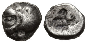 NORTHWEST ASIA MINOR. Uncertain mint. (Circa 500 BC). close to the electrum issues of Herakleia Pontika (Erythrai)
AR Obol (6.6mm 0.51g)
Obv: Head o...