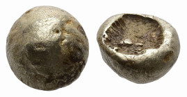 IONIA. Uncertain. (Circa 650-600 BC).
EL 1/24 Stater (5.5mm 0.54g)
Obv: Plain globular surface.
Rev: Incuse square punch.
SNG Kayhan I 678.