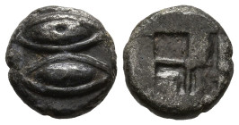 LESBOS. Uncertain. (Circa 525-513 BC).
BI 1/48 Stater (6.1mm 0.27g)
Obv: Two eyes.
Rev: Quadripartite incuse punch.
HGC 6, 1074 (“1/36 stater”)....