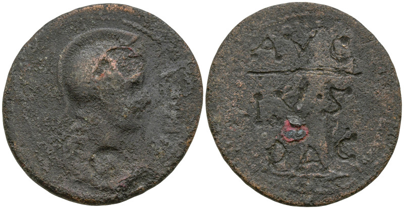 Uncertain
AE Bronze (27.5mm 7.11g)
Obv: Helmeted head of Athena right
Rev: AV...