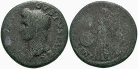 Divus Augustus (Died AD 14). Restitution issue. Rome mint. Struck under Titus, AD 80-81.
AE Dupondius (28.6mm 11.4g)
Obv: DIVVS AVGVS-TVS PATER. Rad...